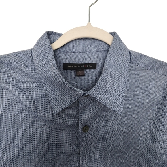 John Varvatos Mens Slim Fit Button Down Blue Dress Shirt Size Small. - Picture 5 of 14